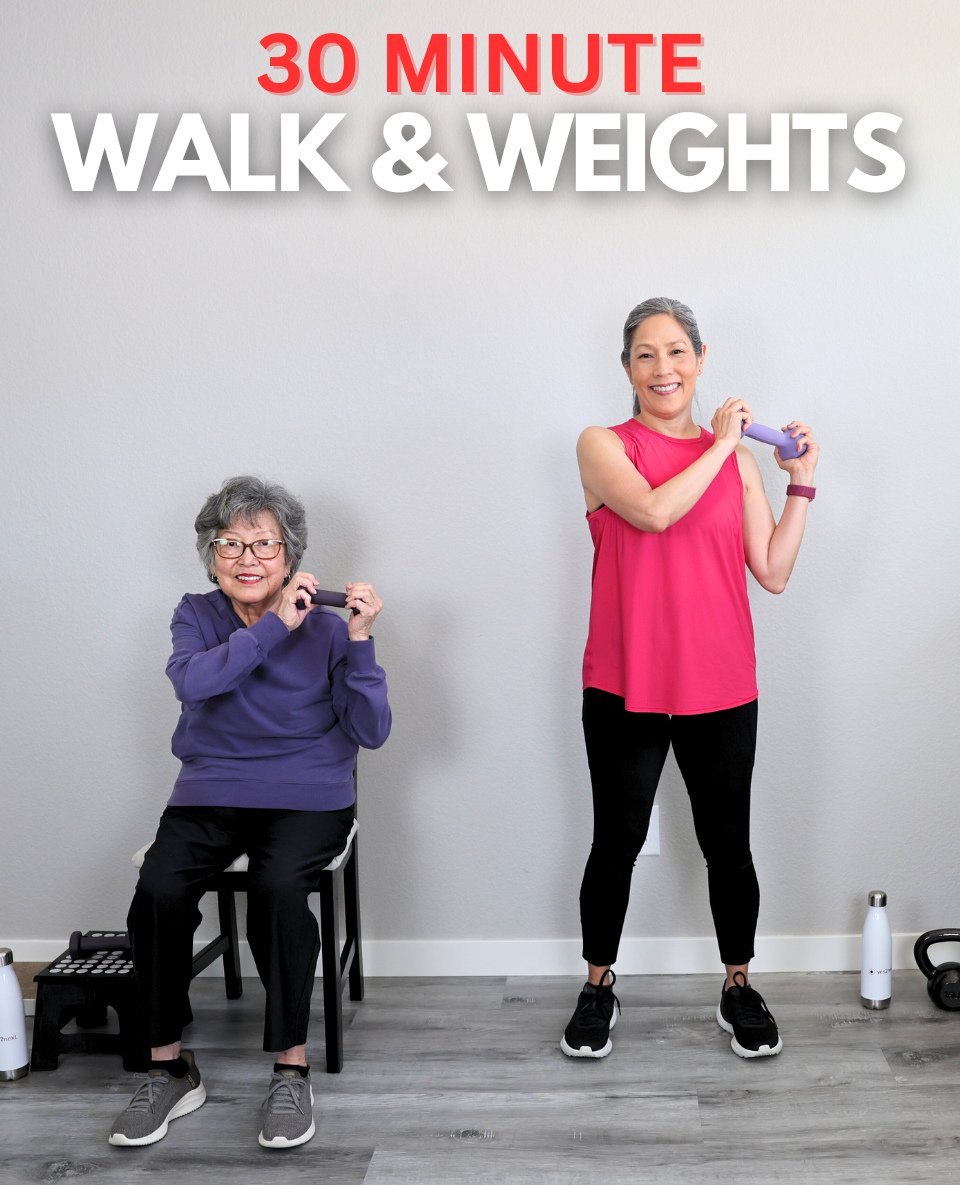 Let&rsquo;s torch calories, build strength, and get your steps in, without stressing your joints! This low-impact Walk &amp; Weights Workout is perfect for seniors, beginners, or anyone easing back into fitness. Blending the best of strength and low-